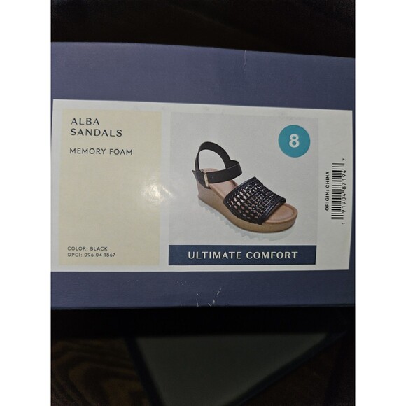 Universal Thread Alba Platform Heels SZ 8 | Black Sandals with Memory Foam NEW - Picture 2 of 7